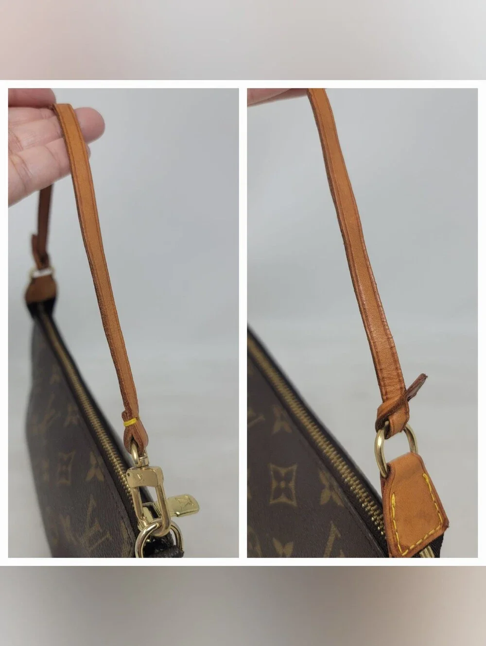 Louis Vuitton Pochette Accessoires Monogram Canvas Clutch Hand Bag Vintage Auth